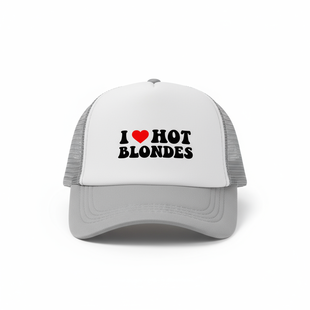 I Love Hot Blondes Meme Cap Grey